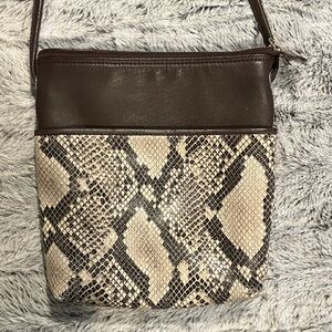 ili Crossbody Bag Leather/Snakeskin Design Brown/Tan